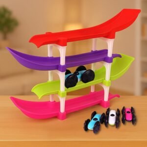  JOYHUB 4-Level Car Ramp Racer Toy with 4 Cars – Rolling Track Toy for Kids Ages 2–7 | Birthday Gift for Boys & Girls | Educational & Fun Car Toy Set | Colorful Racing Action