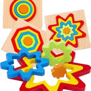 Toddler Puzzles Games Wooden Toys Montessori Rainbow Shape Sorting Puzzle Toys Toddlers Activities Preschool Learning Early Educational Birthday Gift Travel For Kids Age 1 2 3 4 Year Old