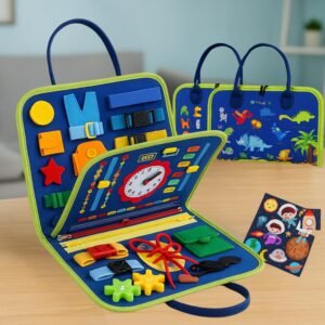 Montessori Busy Board for Toddlers | Sensory Activity Binder & Learning Busy Book | Educational Travel Toy for Kids 1 2 3 4 Years | Birthday & Diwali Gift, Multicolor