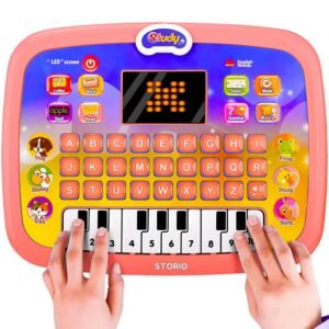 Learning Educational Computer Kids Piano Laptop with Led Screen & Music | Fun Activities Toy Computer Tablet for Kids Toddlers 1 2 3 4 + Year Old Boy and Girls, Multicolor