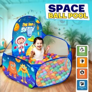 Ball Pool for Kids Ball Pit Foldable Ball Play Pool with Basketball Hoop Ball Tub Play Pool Indoor and Outdoor Playpen for Boys and Girls (Balls Included) - Space Themed