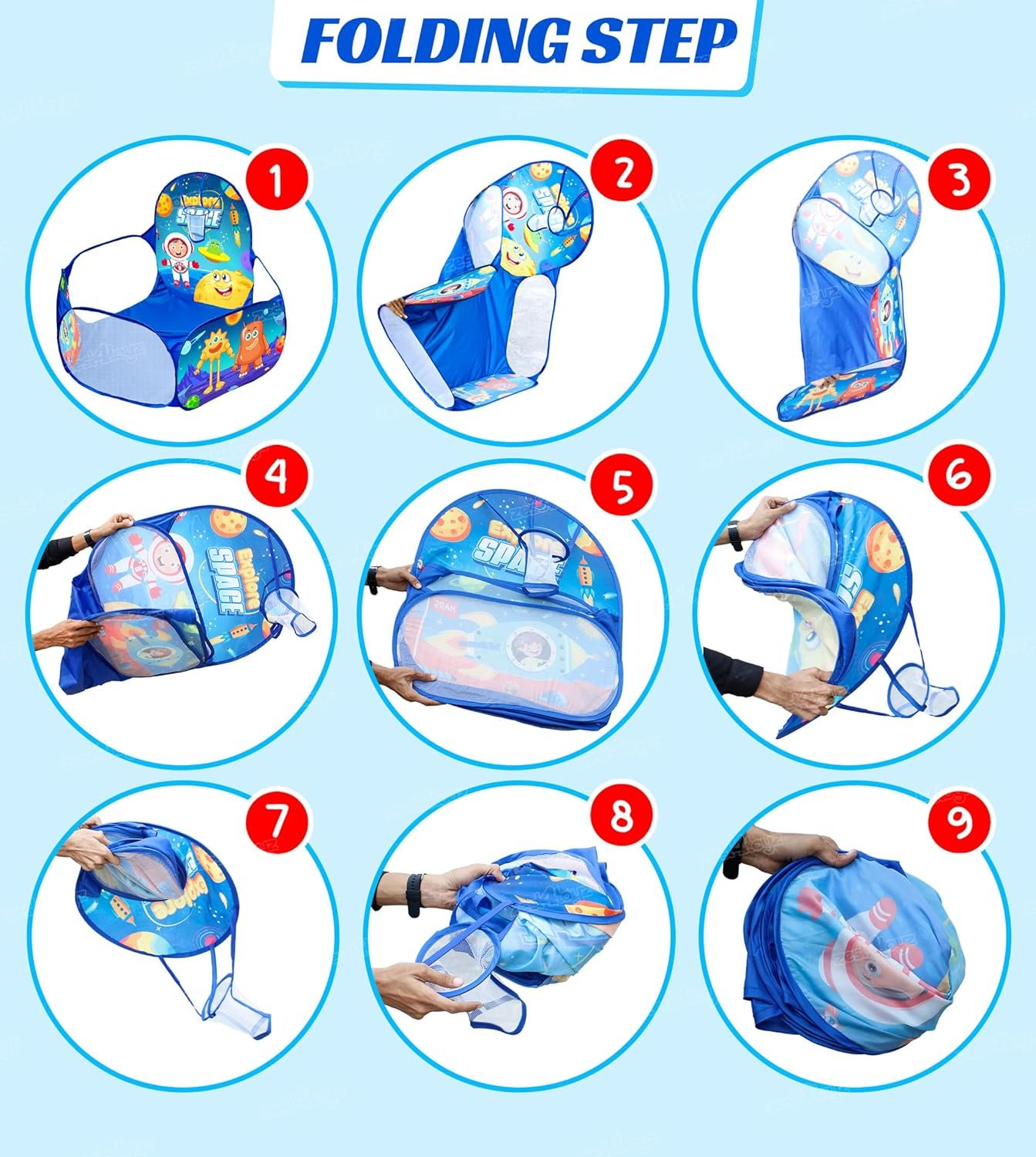 Ball Pool for Kids Ball Pit Foldable Ball Play Pool with Basketball Hoop Ball Tub Play Pool Indoor and Outdoor Playpen for Boys and Girls (Balls Included) - Space Themed - Image 5