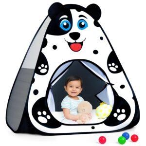 Popup Tent House for Kids Play House Foldable Tent House for Boys & Girls Easy to Set Up Baby Tent House 3 to 5 Years (Balls Not Included) - Black & White