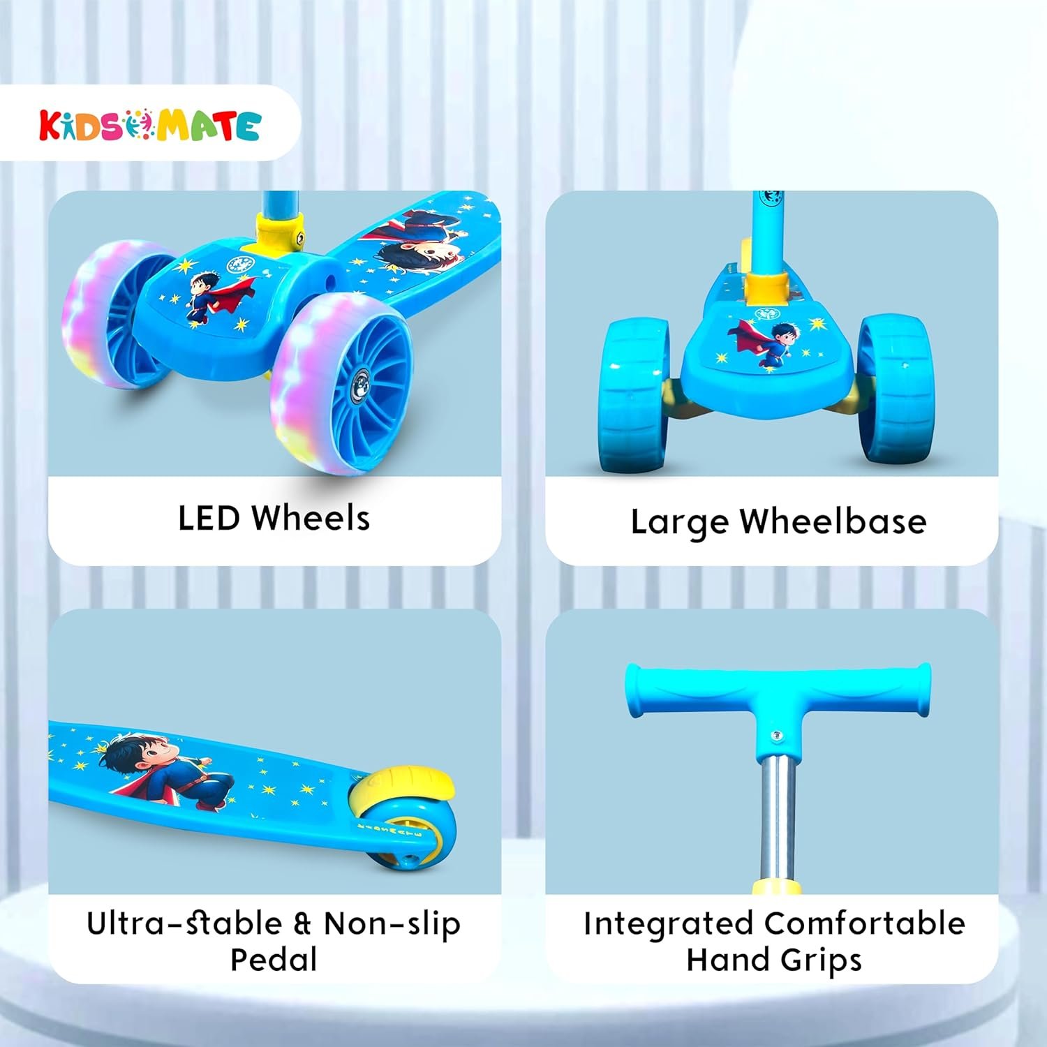 Rider Pro Kick Scooter with Broad PU LED Wheels | 3-Wheel Skating Scooter for Boys & Girls of Ages 2-12 Years | Level Adjustable Height, and Easy Fold Design - Image 5