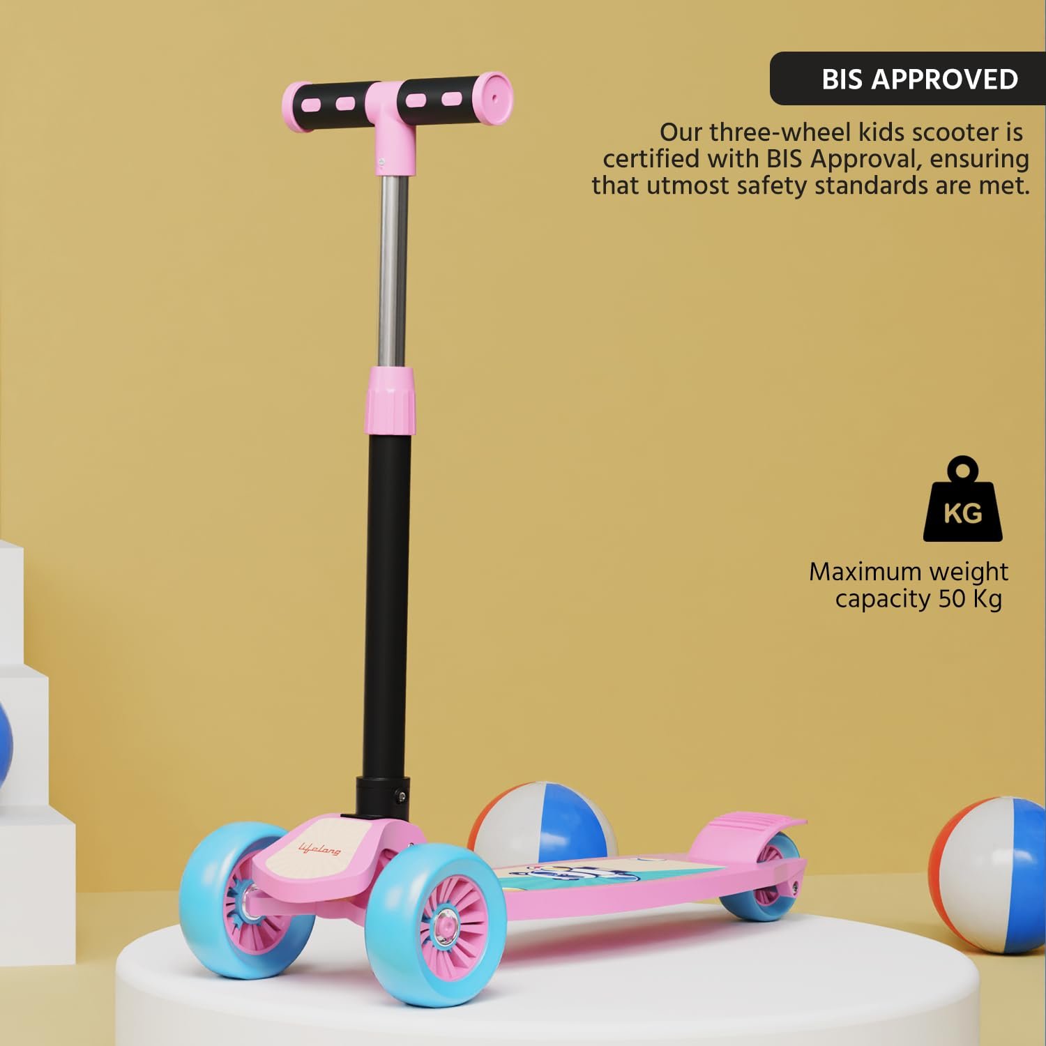 Foldable Kick Skating Cycle| Skate Scooter for Kids(Max User Weight: 50Kg) Kids Scooter (Pink, Blue) - Image 2