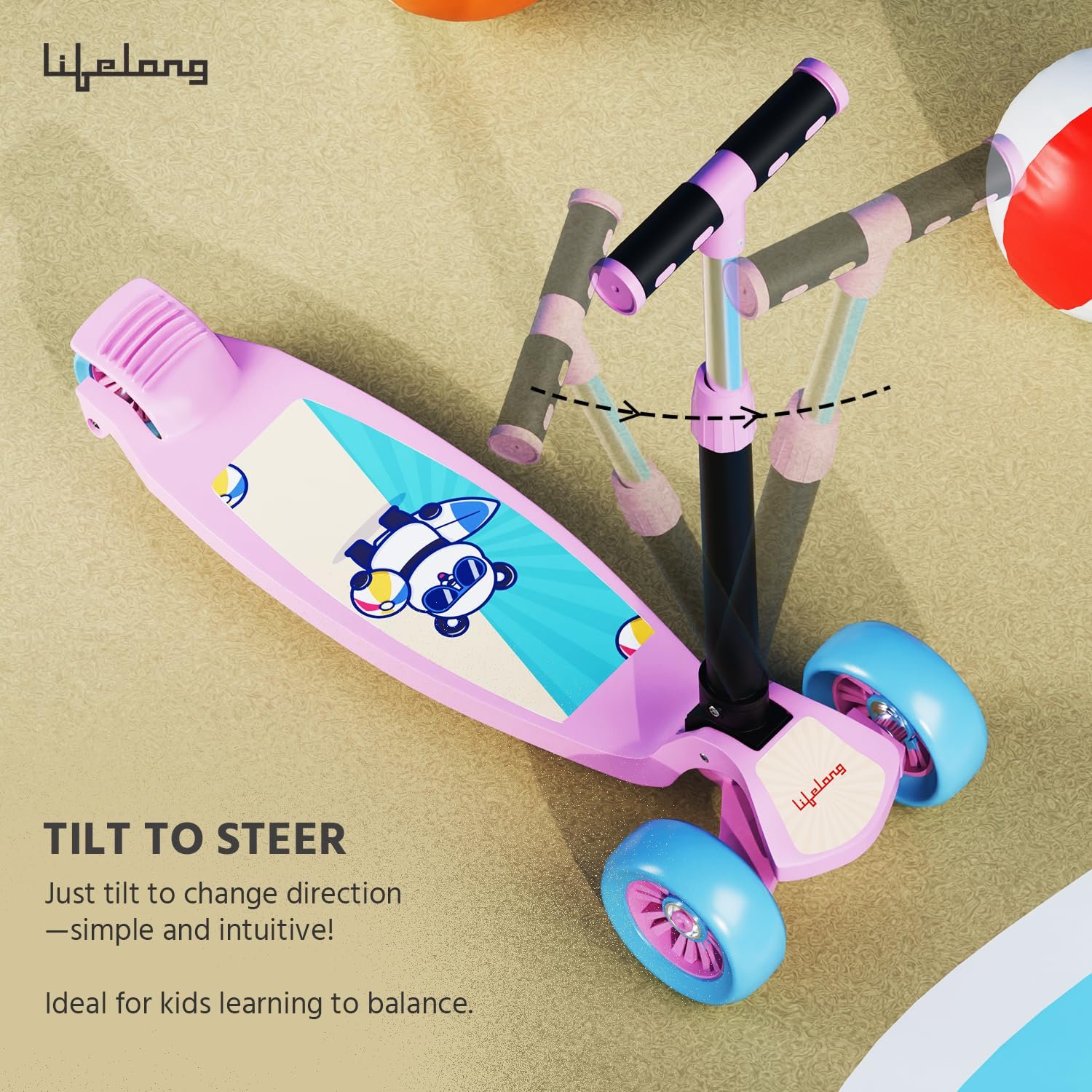 Foldable Kick Skating Cycle| Skate Scooter for Kids(Max User Weight: 50Kg) Kids Scooter (Pink, Blue) - Image 5