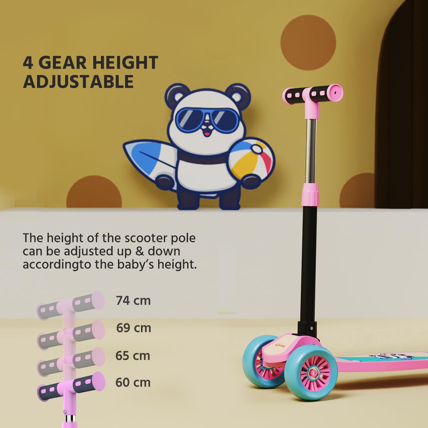 Foldable Kick Skating Cycle| Skate Scooter for Kids(Max User Weight: 50Kg) Kids Scooter (Pink, Blue) - Image 6