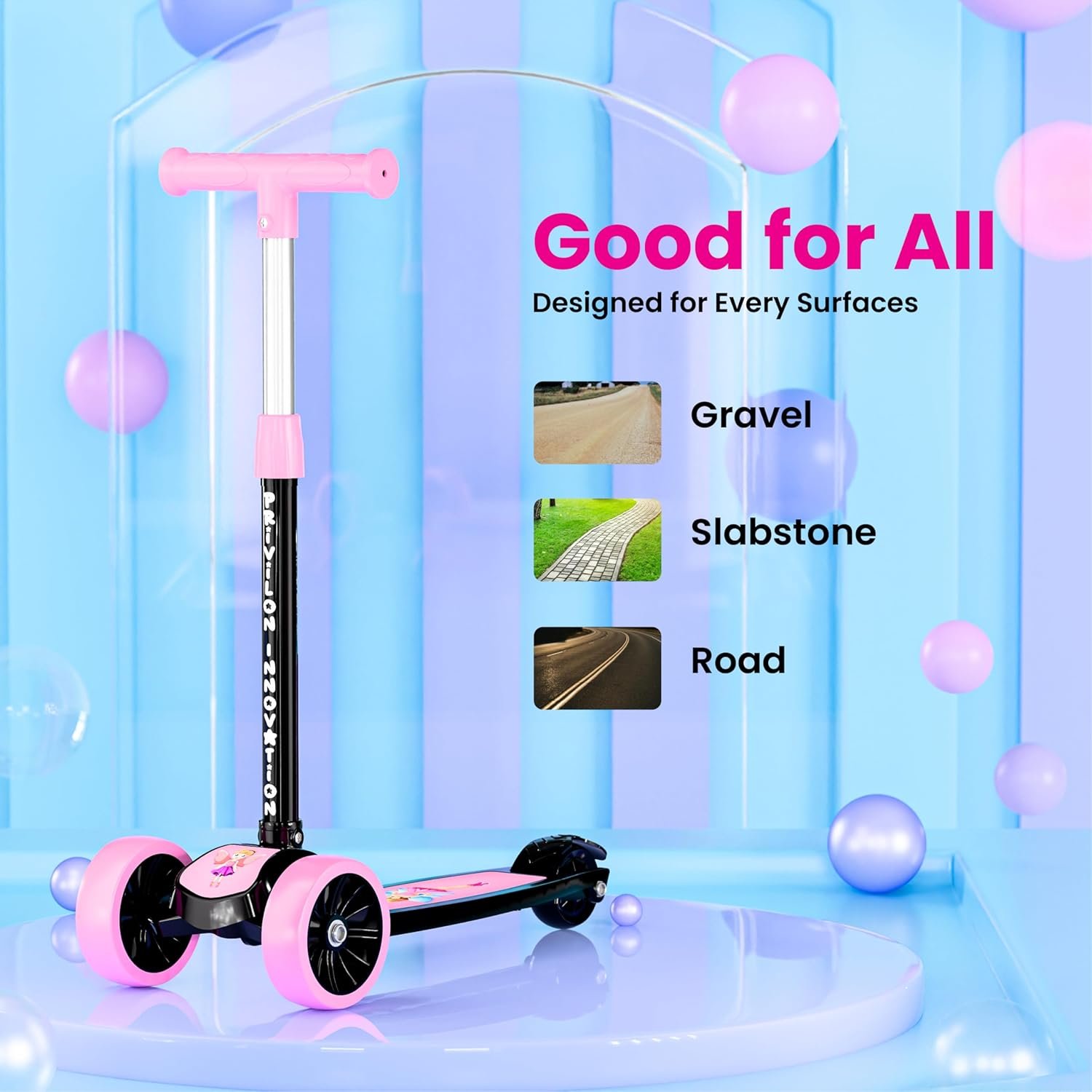 Kids 3-Wheel Foldable Scooter – Adjustable Height, Wide Anti-Slip Deck, Smooth PU Wheels Game, Lightweight Kick Scooter for Boys & Girls of Ages 2-10 Years (Scooter Black) - Image 6