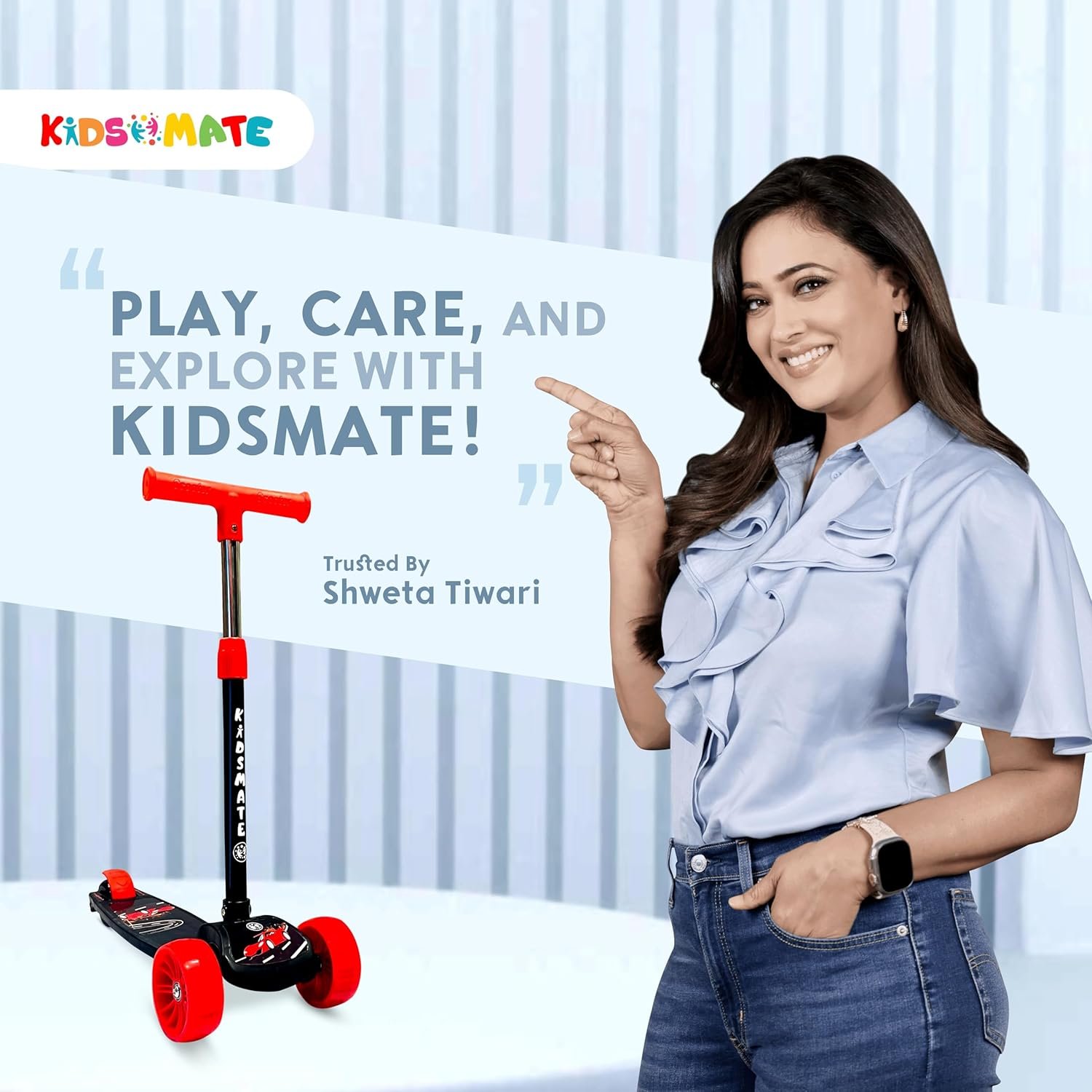 Scooter for Kids with Broad Wheels | 3-Wheel Skate Scooter for Boys & Girls of Ages 2-12 Years | Level Adjustable Height, and Easy Fold Design Scooter for Kids (Black) - Image 6