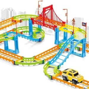Flexible Racing Track Playset Toy for Kids 3+ | DIY Rapid Variety Car Racing Track with Electric Car Toys and Games for Kids (95 Pcs) | Indoor & Outdoor Creative Playset Multicolor