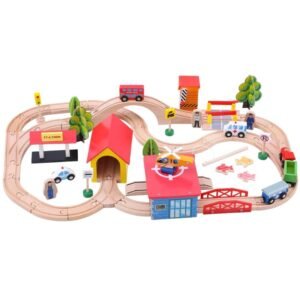 Train Set for Kids – 69-Piece Railway Track Set with Vehicles, Bridges, People & Buildings, a Fun Train Toy for Kids (Ages 3to 8 Years)