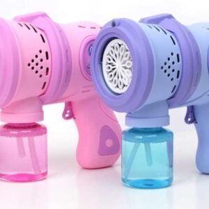 Rechargeable Big Size Bubble Machine for Kids Automatic Bubble Gun Leak-Proof Design with 2 Bubble Solution Assorted Colour