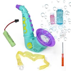 JOYHUB Automatic Saxophone Bubble Machine with 2 Bottles of Bubble Solution -LED Lights, Leak-Proof Design,for 3+years