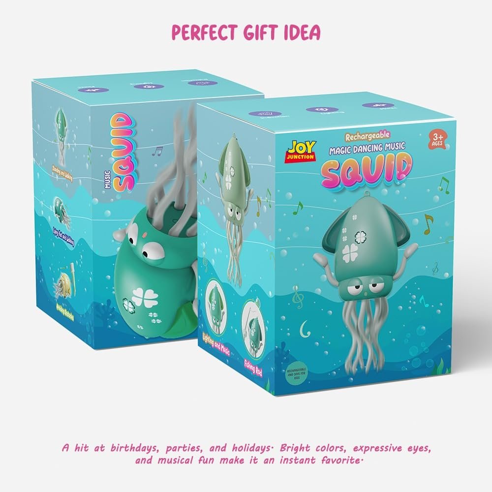 Dancing Squid Baby Toy, Crawling Tummy Time Toy, Rechargeable Magic Dancing Music & LED Octopus for 3 4 5 6 Year Old Kids Boy Girl Birthday Gifts, Funny Squid for Floor Games - Image 4