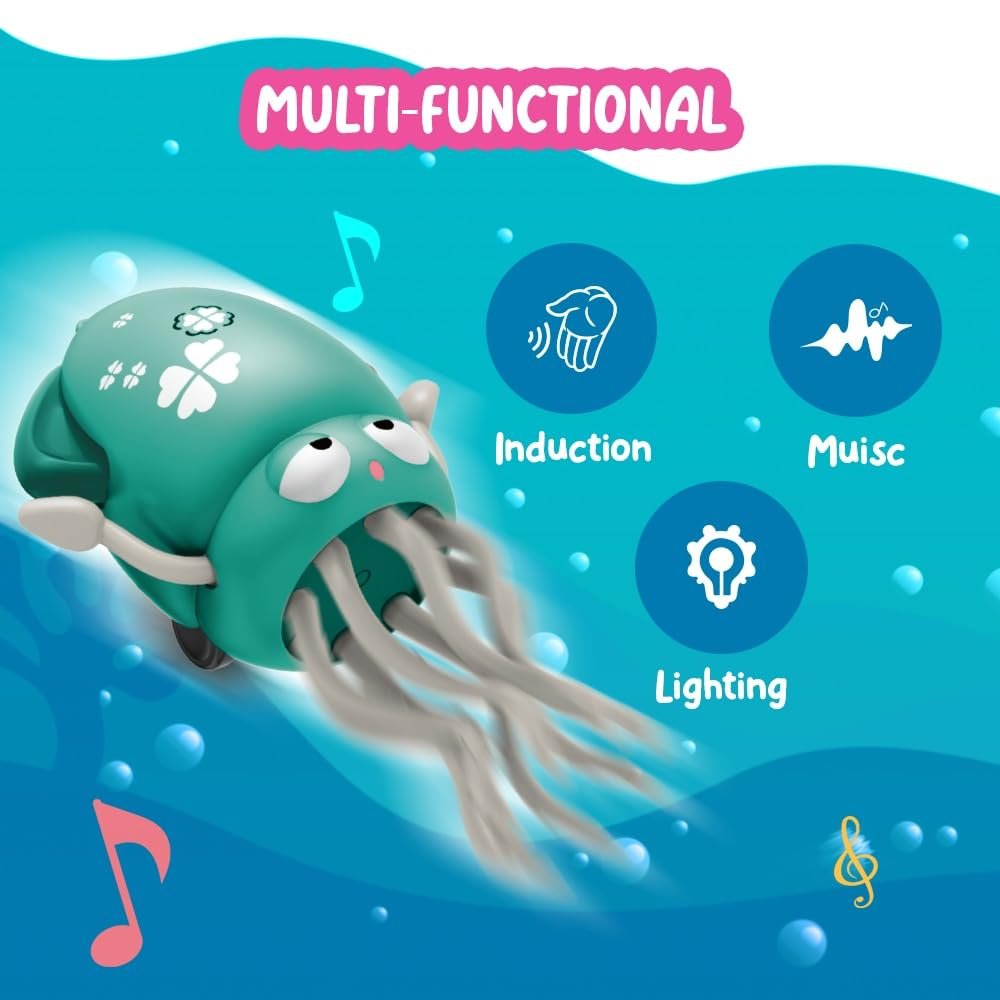 Dancing Squid Baby Toy, Crawling Tummy Time Toy, Rechargeable Magic Dancing Music & LED Octopus for 3 4 5 6 Year Old Kids Boy Girl Birthday Gifts, Funny Squid for Floor Games - Image 5