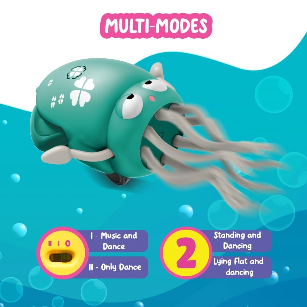 Dancing Squid Baby Toy, Crawling Tummy Time Toy, Rechargeable Magic Dancing Music & LED Octopus for 3 4 5 6 Year Old Kids Boy Girl Birthday Gifts, Funny Squid for Floor Games - Image 6