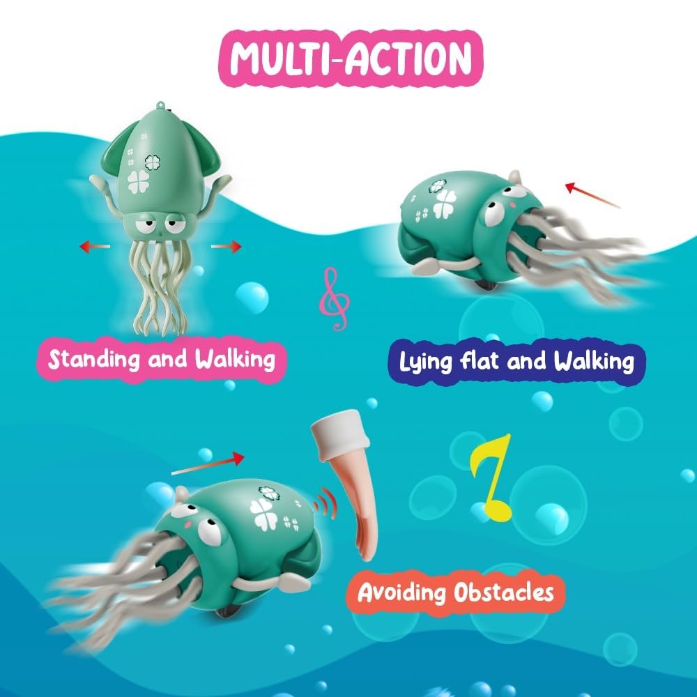 Dancing Squid Baby Toy, Crawling Tummy Time Toy, Rechargeable Magic Dancing Music & LED Octopus for 3 4 5 6 Year Old Kids Boy Girl Birthday Gifts, Funny Squid for Floor Games - Image 7