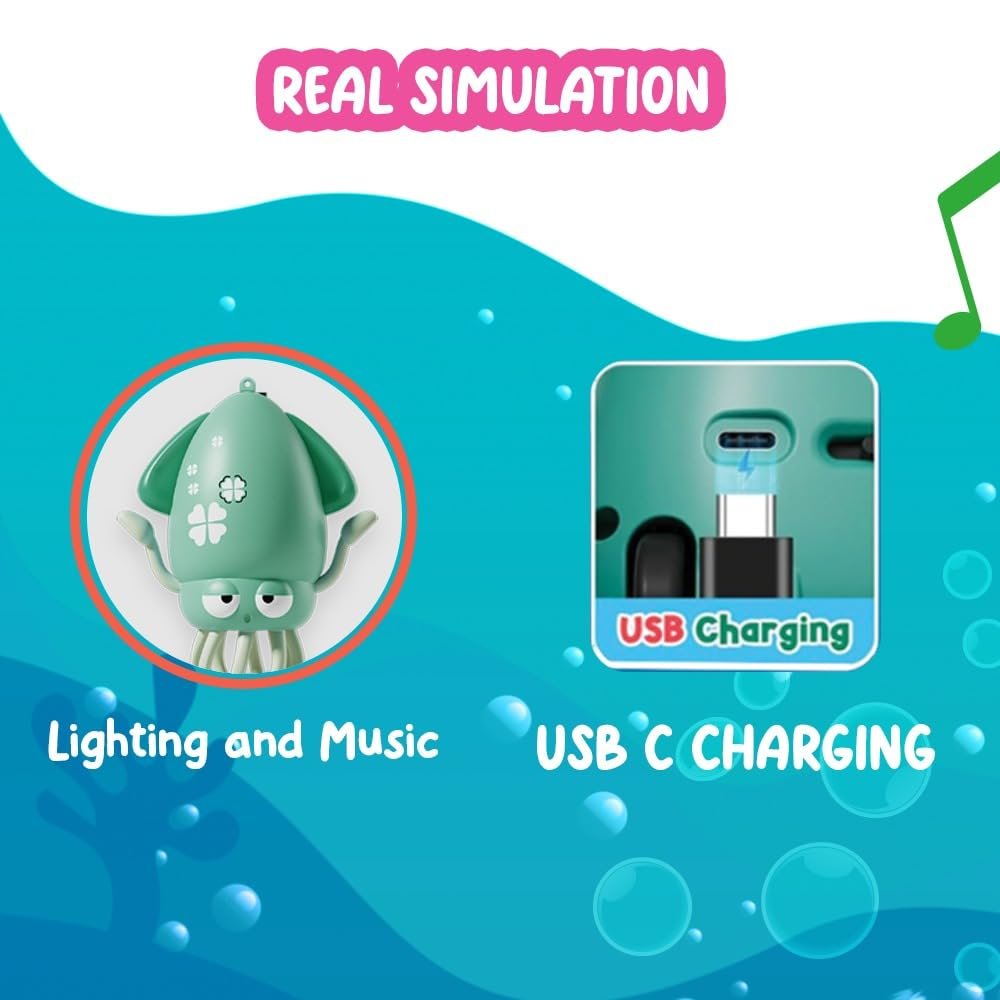 Dancing Squid Baby Toy, Crawling Tummy Time Toy, Rechargeable Magic Dancing Music & LED Octopus for 3 4 5 6 Year Old Kids Boy Girl Birthday Gifts, Funny Squid for Floor Games - Image 9