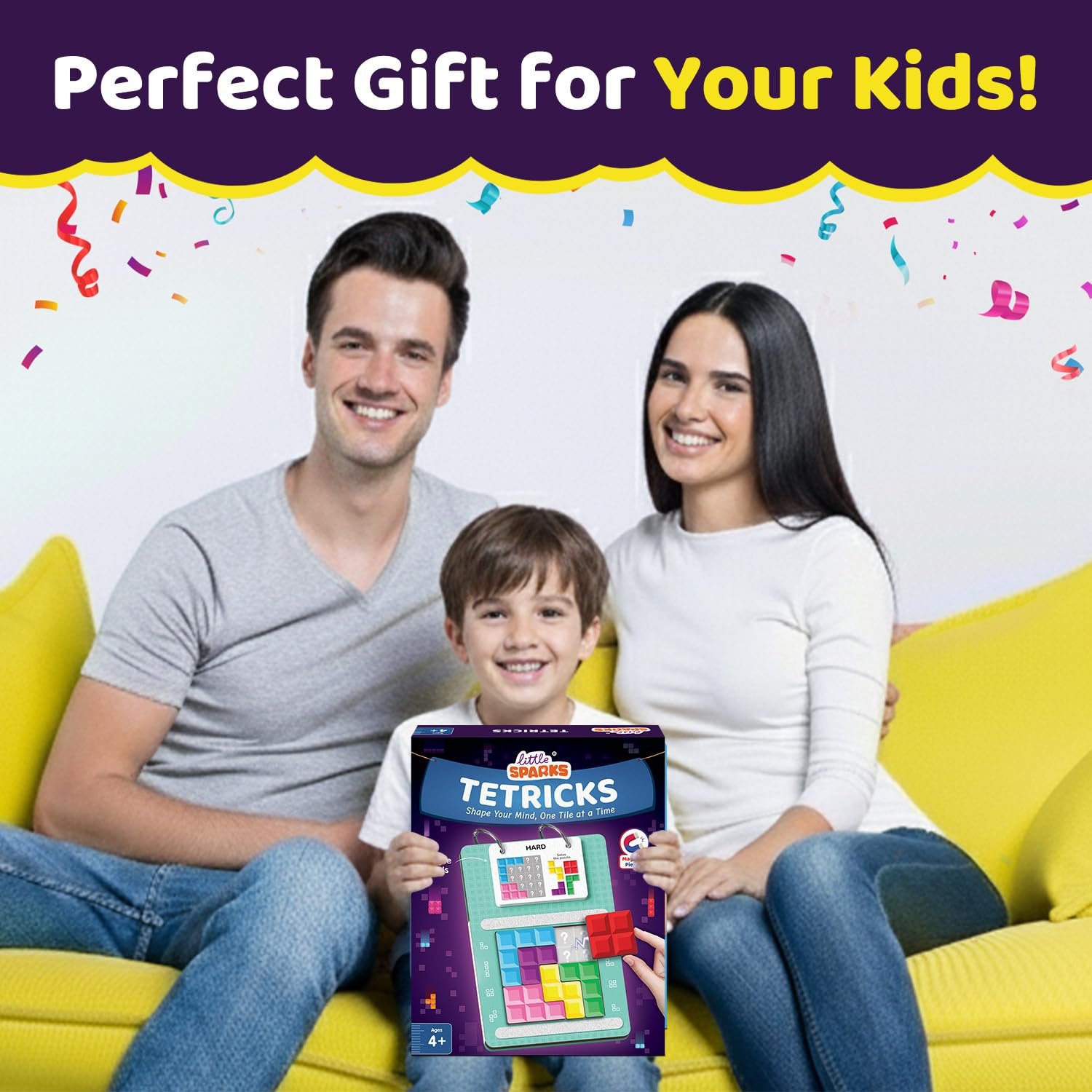 Smartivity Tetricks - Magnetic Puzzle Game for Kids 4–8 Years | 30+ Fun Brain Challenges with 6 Magnetic Shapes | Learning and Educational Toy I Birthday Gift for Kids 4,5,6,7,8 Years - Image 2