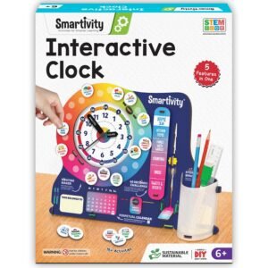 JH01260 (1) Smartivity DIY Interactive Clock with Stationary Organiser for Kids Ages 6-12 | Features an Infinity Calendar | Birthday Gift for Boys & Girls | Educational Toy for 6,7,8,9,10,11,12 Years