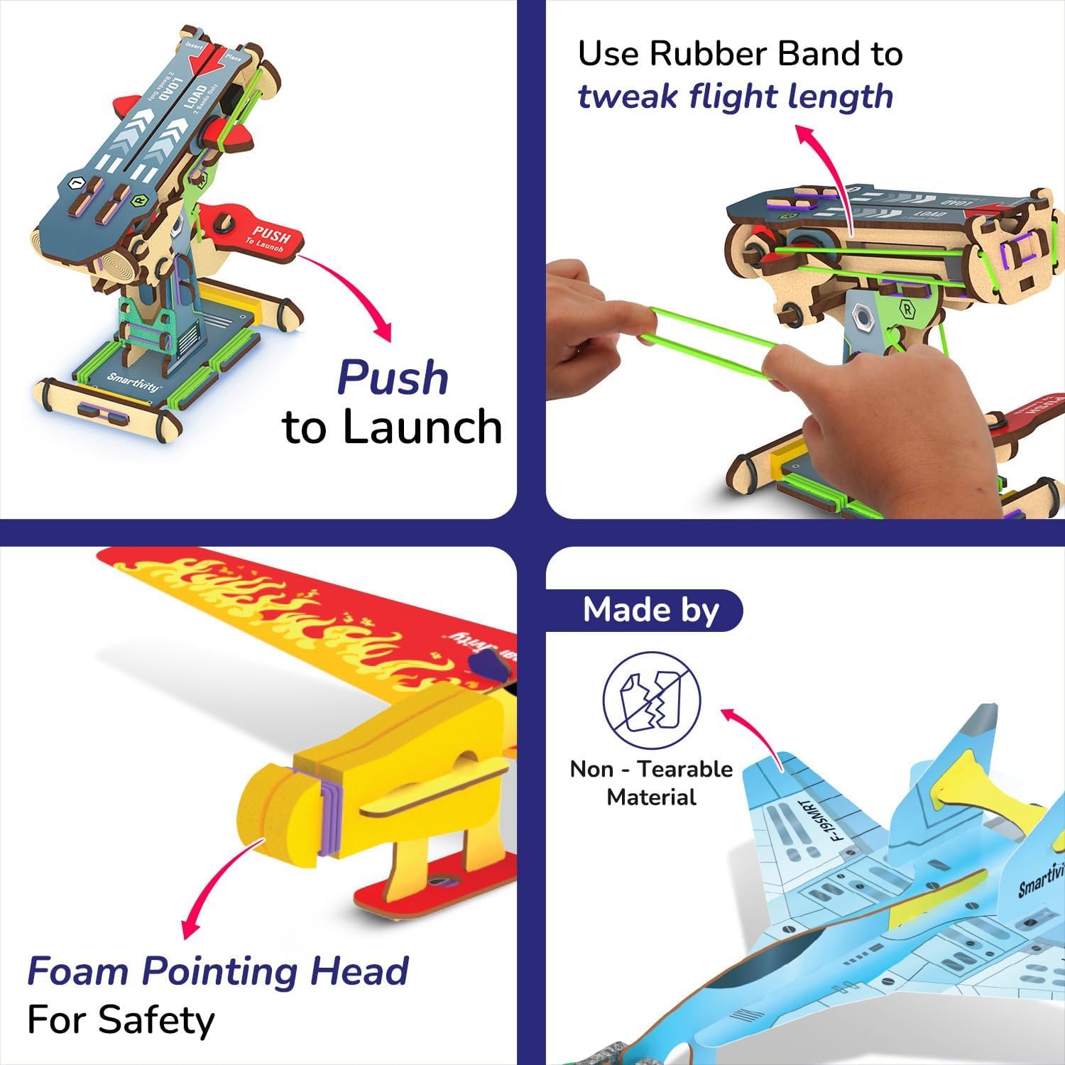 Smartivity 3in1 Airplanes Launcher Toy for Kids 6-12 | Build & Launch 3 Planes – Fighter Jet, Glider, Stealth | Birthday Gift for Boys & Girls I DIY STEM Toy for Ages 6,7,8,10,11,12 Years - Image 5