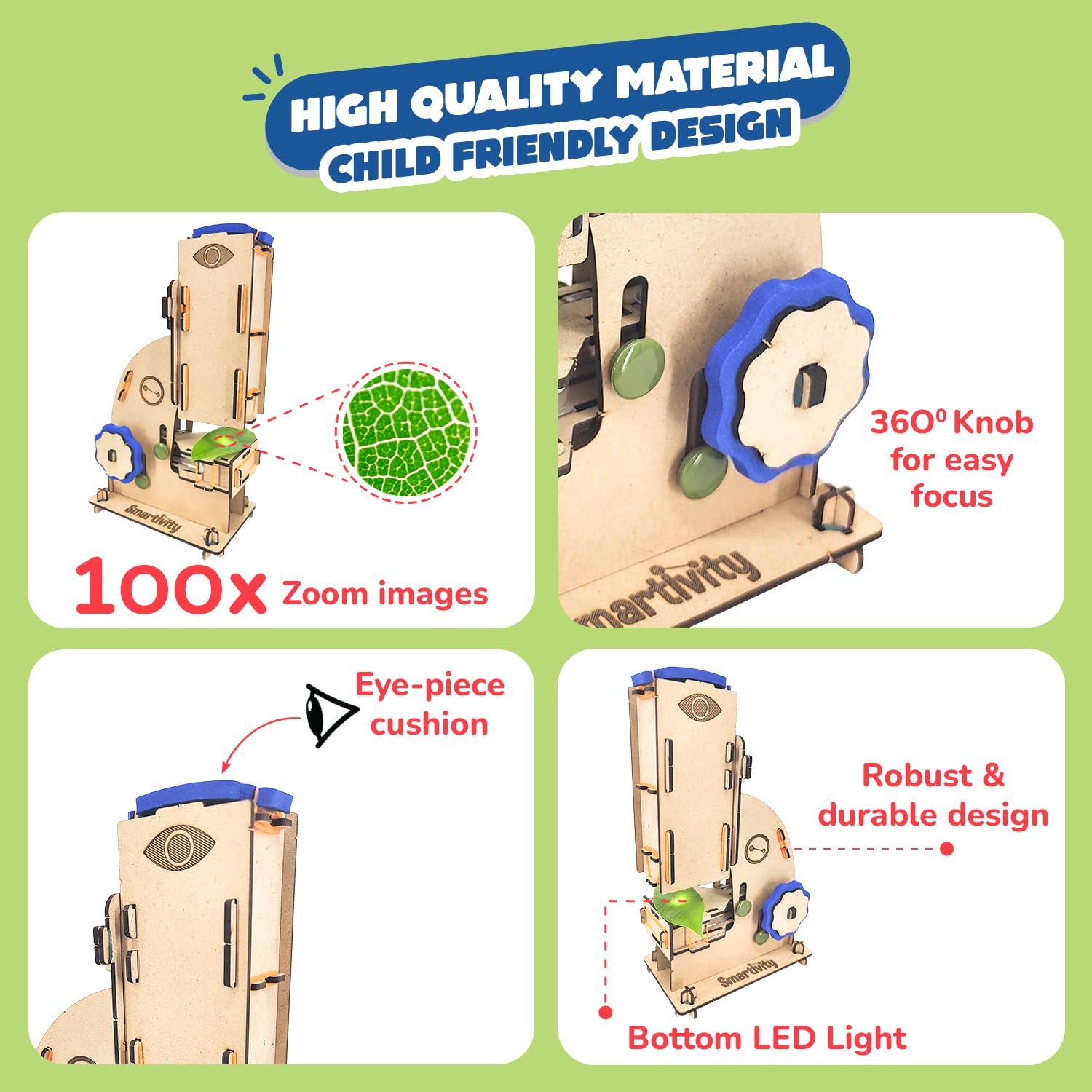 Smartivity DIY Microscope 100x Zoom Toy for Kids Age 8-10-12-14 Years Old | Birthday Gift for Boys & Girls | Science Toy for Kids 8-14 Years Old Students I STEM Sciene Kit - Image 5