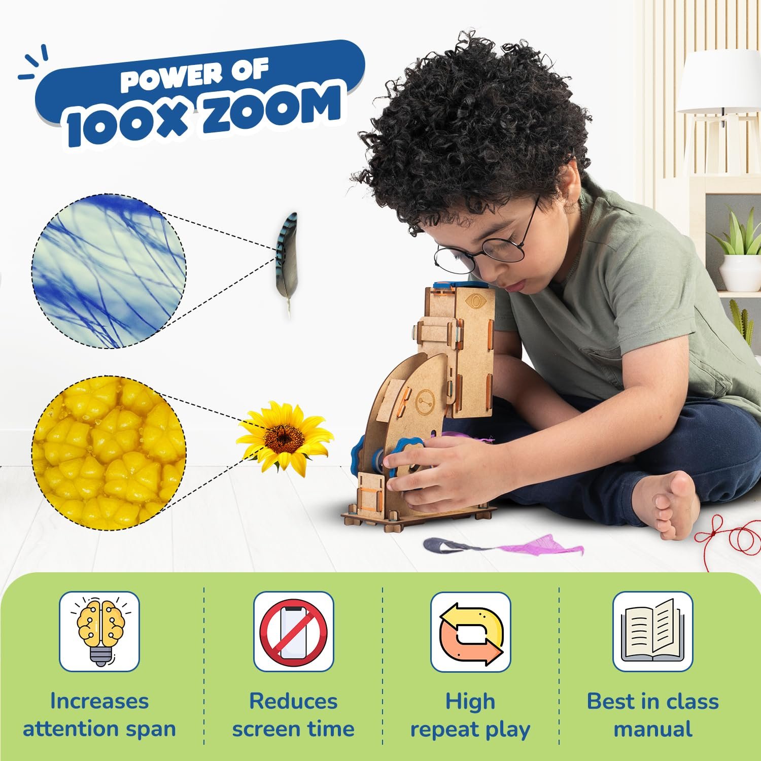 Smartivity DIY Microscope 100x Zoom Toy for Kids Age 8-10-12-14 Years Old | Birthday Gift for Boys & Girls | Science Toy for Kids 8-14 Years Old Students I STEM Sciene Kit - Image 7