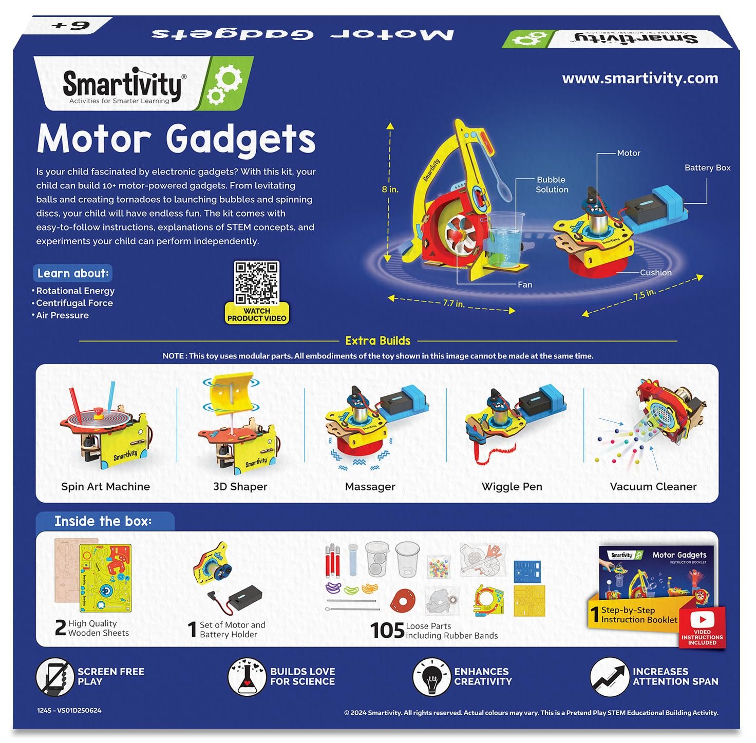 Smartivity 10-in-1 Motor Powered Gadgets Kit for Kids 6-12 Years | Build 10+ Science Projects - Bubble Launcher, Spinning Toy & More | Birthday Gift for 6,7,8,9,10,11,12 Years - Image 2
