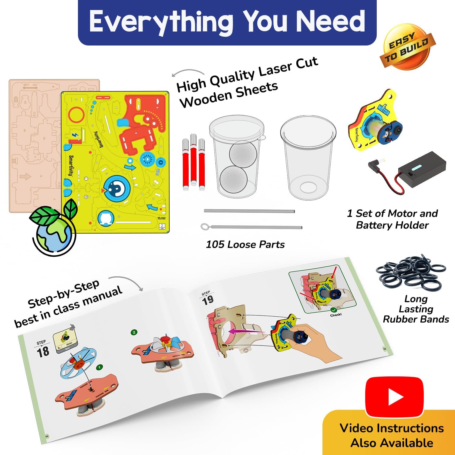 Smartivity 10-in-1 Motor Powered Gadgets Kit for Kids 6-12 Years | Build 10+ Science Projects - Bubble Launcher, Spinning Toy & More | Birthday Gift for 6,7,8,9,10,11,12 Years - Image 3