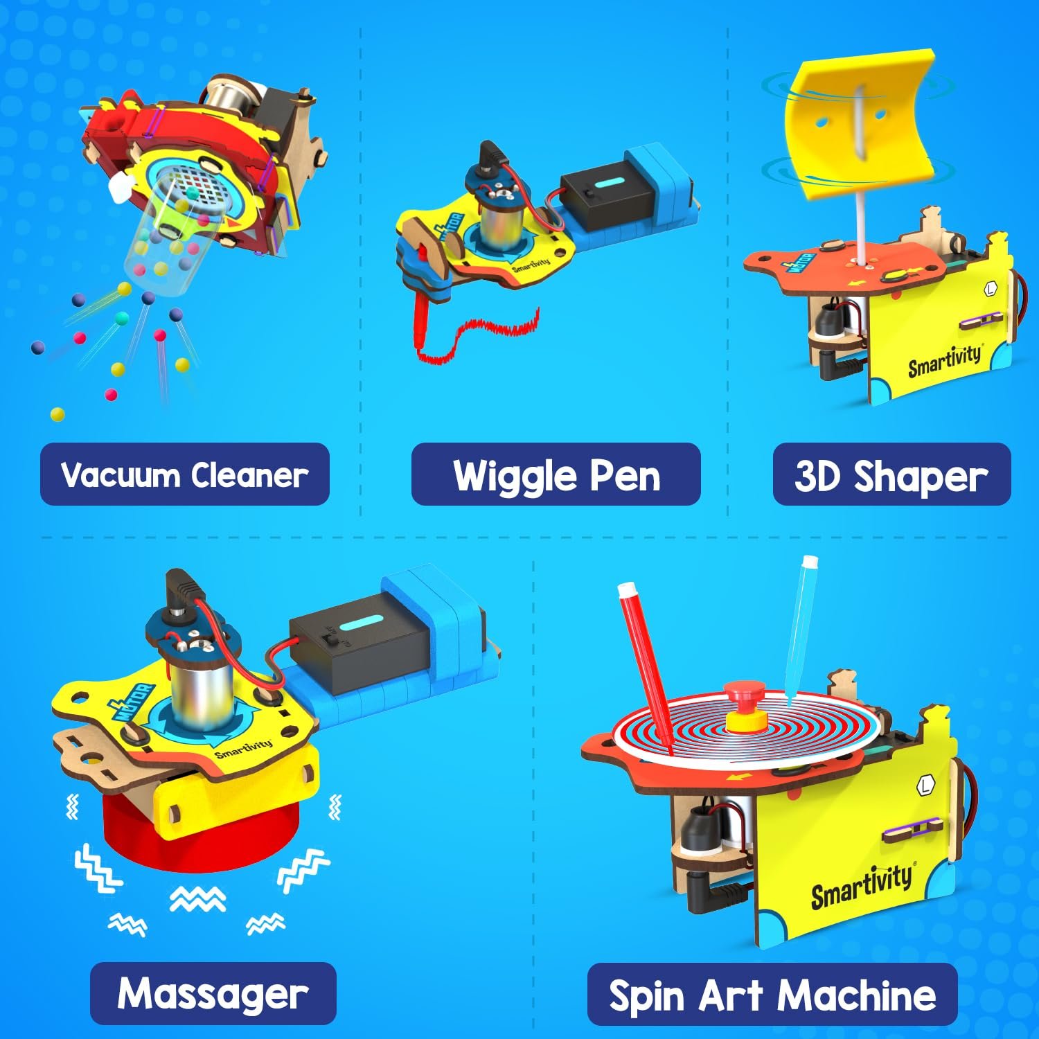 Smartivity 10-in-1 Motor Powered Gadgets Kit for Kids 6-12 Years | Build 10+ Science Projects - Bubble Launcher, Spinning Toy & More | Birthday Gift for 6,7,8,9,10,11,12 Years - Image 5