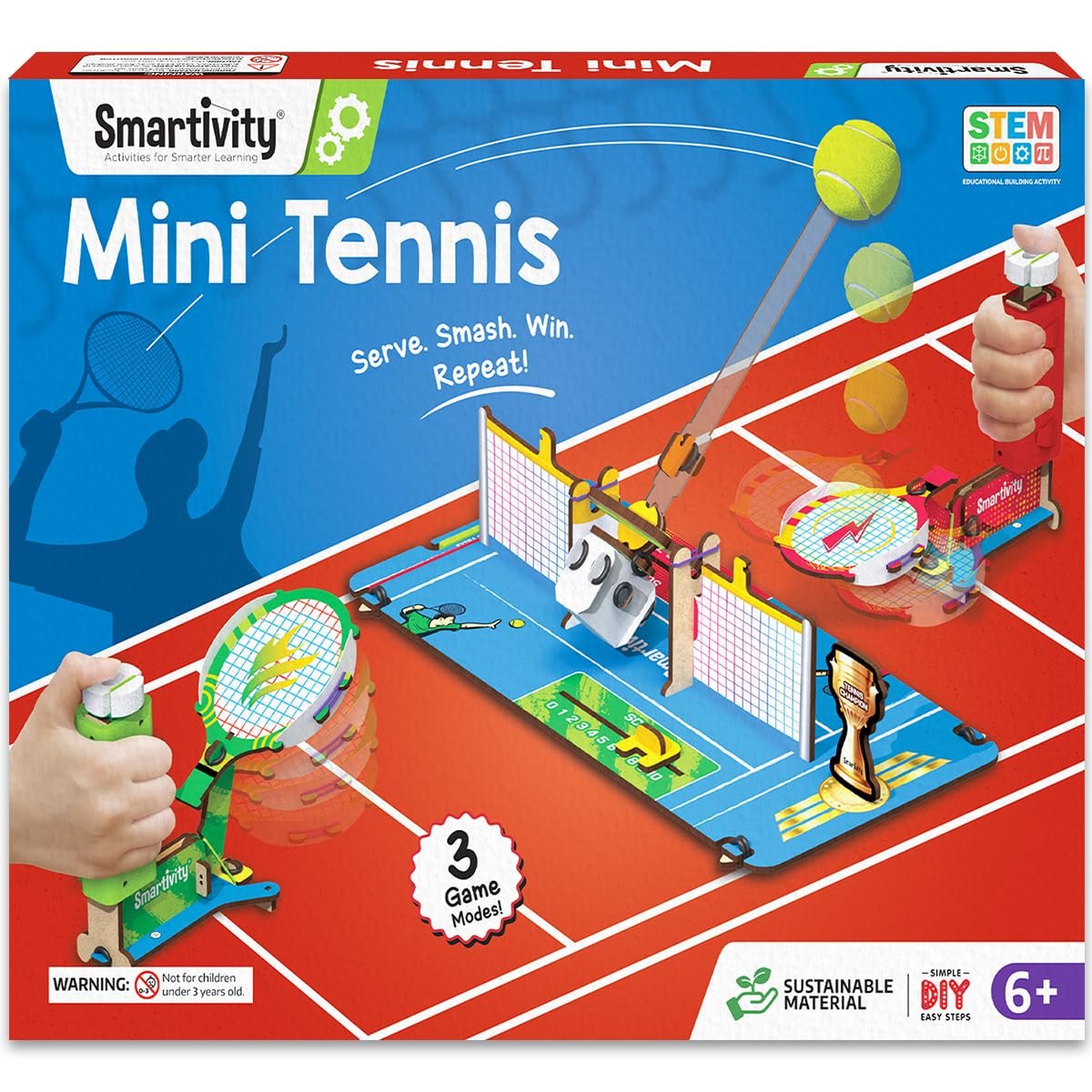 Smartivity Tabletop Tennis Game Kit for Kids 6 to 12, 2-Player STEM Toy with Mechanical Rackets & Scoreboard, Birthday Gift for Boys & Girls Age 6,7,8,9,10,11,12,13,14 Years, Table Tennis