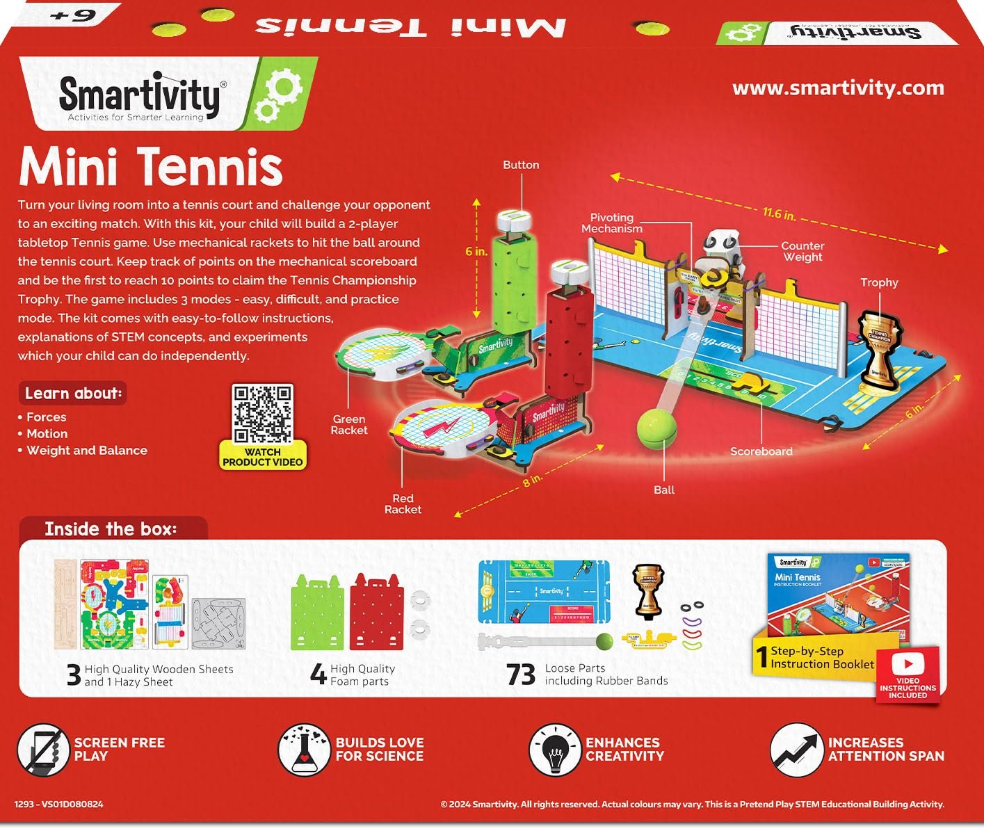 Smartivity Tabletop Tennis Game Kit for Kids 6 to 12, 2-Player STEM Toy with Mechanical Rackets & Scoreboard, Birthday Gift for Boys & Girls Age 6,7,8,9,10,11,12,13,14 Years, Table Tennis - Image 2