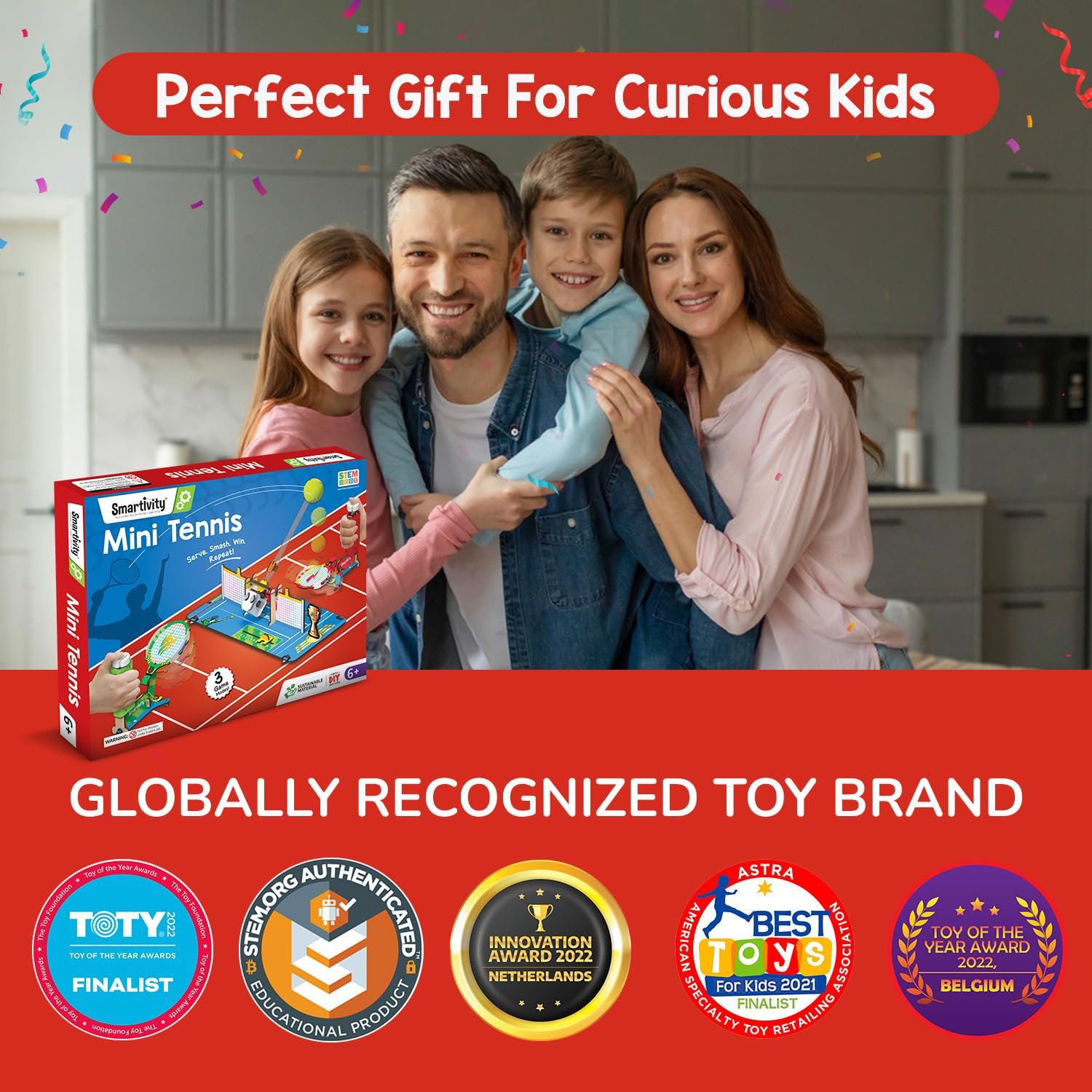 Smartivity Tabletop Tennis Game Kit for Kids 6 to 12, 2-Player STEM Toy with Mechanical Rackets & Scoreboard, Birthday Gift for Boys & Girls Age 6,7,8,9,10,11,12,13,14 Years, Table Tennis - Image 3