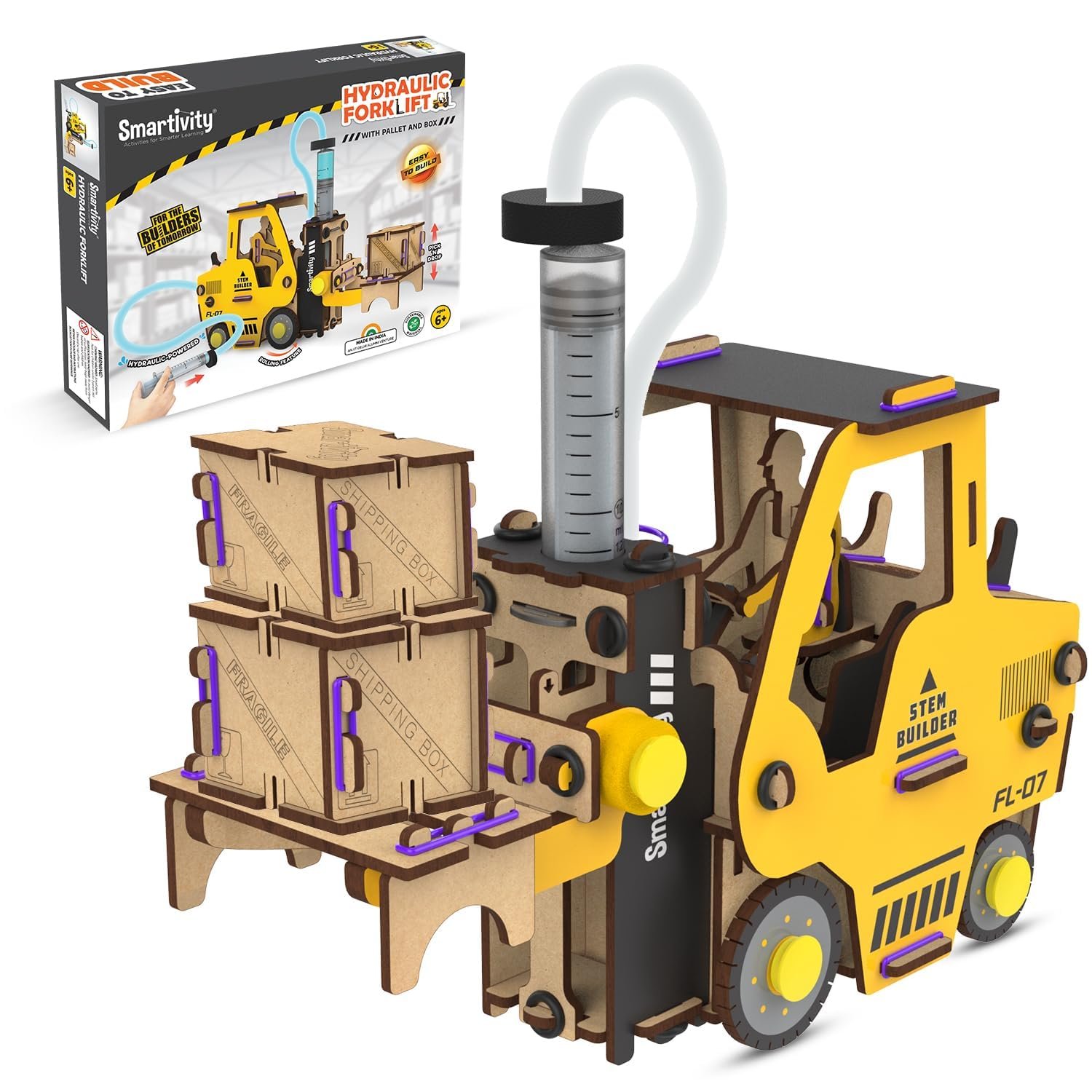Smartivity Hydraulic Forklift Toy Car for Kids 6-8-10-12-14 YearsI Construction Vehicle I Birthday Gifts for Boys & Girls | DIY STEM Science Toy for Kids 6,7,8,9,10,11,12,13,14 Years, Multicolor