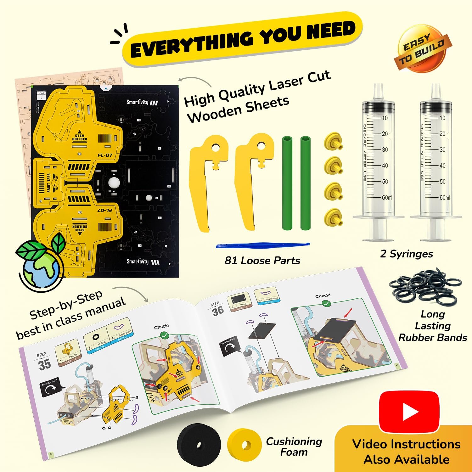 Smartivity Hydraulic Forklift Toy Car for Kids 6-8-10-12-14 YearsI Construction Vehicle I Birthday Gifts for Boys & Girls | DIY STEM Science Toy for Kids 6,7,8,9,10,11,12,13,14 Years, Multicolor - Image 3