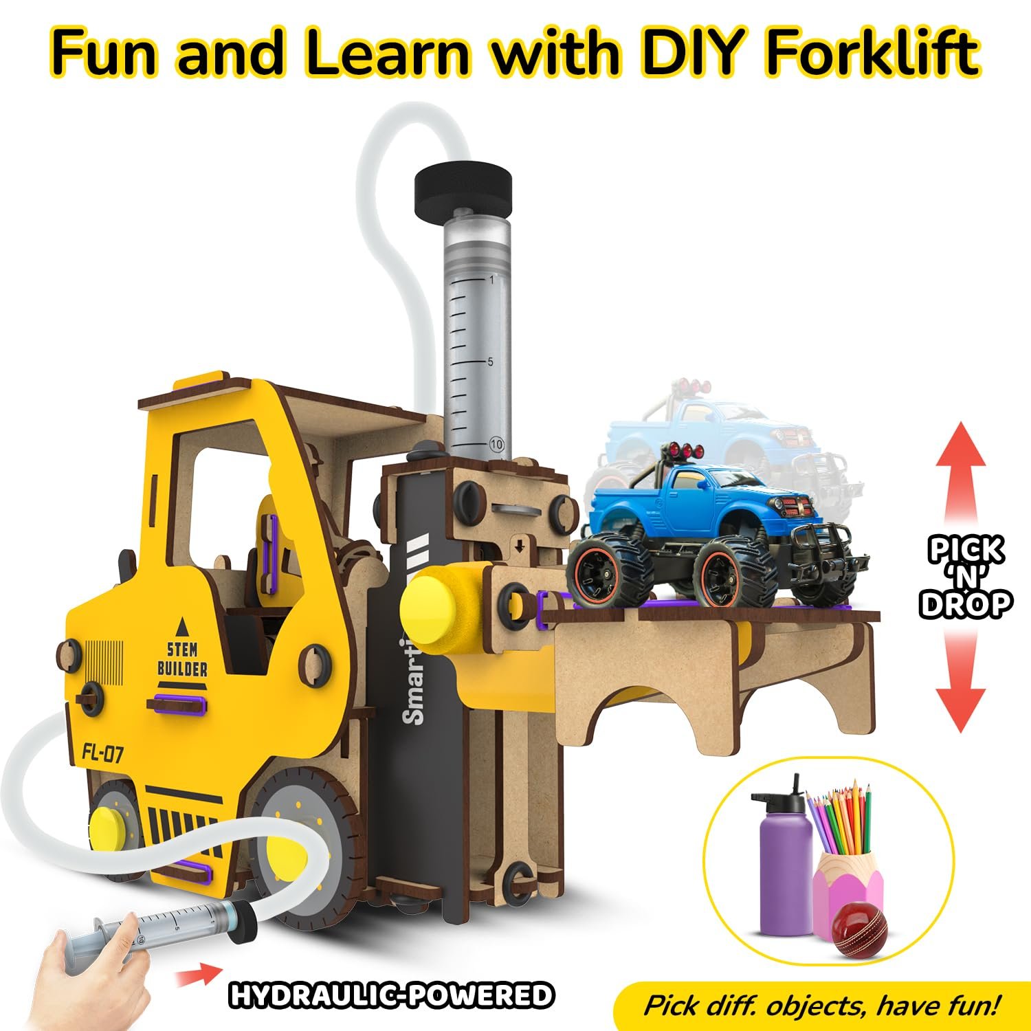 Smartivity Hydraulic Forklift Toy Car for Kids 6-8-10-12-14 YearsI Construction Vehicle I Birthday Gifts for Boys & Girls | DIY STEM Science Toy for Kids 6,7,8,9,10,11,12,13,14 Years, Multicolor - Image 6