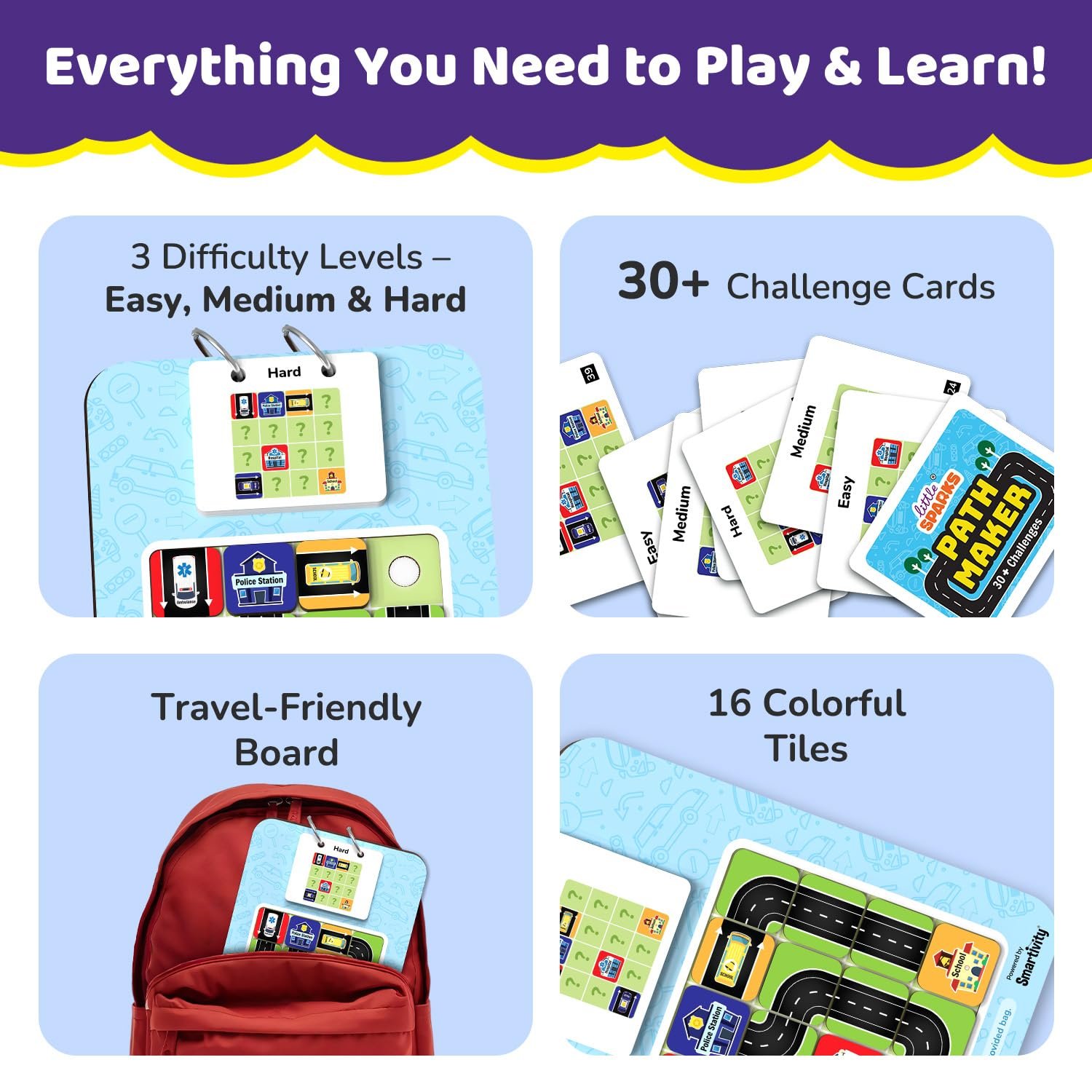 Smartivity Path Maker Brain Puzzle for Kids 4-8 Years Old I Guide Vehicles to Their Destination - 30+ Challenges I Logic & Problem-Solving Puzzle Game for Boys & Girls 4,5,6,7,8 Years - Image 6