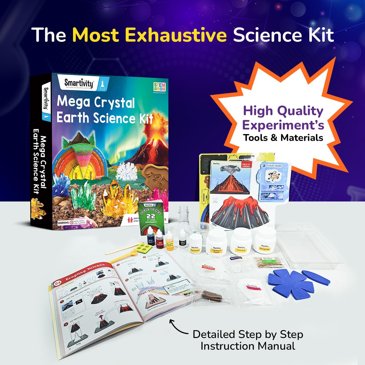 Smartivity Mega Crystal Earth Science Kit | Explore Earth, Crystal, and Fossilization Concepts | Birthday Gift for Boys & Girls I STEM Educational DIY Science Toys for Kids Ages 8,9,10,11,12,13,14 - Image 4