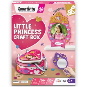Smartivity Little Princess Craft Box for Girls | DIY Art & Craft Kit to Make Jewellery Box,Mirror & Frame | Age 4-8 Years|Kids Craft Activity Set with Gems & Glitter | Birthday Gift for Kids