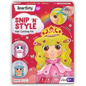 Smartivity Snip ‘N’ Style Hair Styling Craft Kit for Kids | DIY Scissor Skills & Creativity Activity Set | Includes Princess, Mermaid & Unicorn Figures | STEM Art & Craft Toy for Girls Ages 4–8 Years