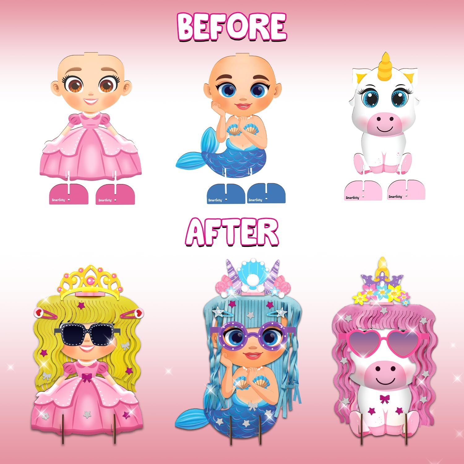 Smartivity Snip ‘N’ Style Hair Styling Craft Kit for Kids | DIY Scissor Skills & Creativity Activity Set | Includes Princess, Mermaid & Unicorn Figures | STEM Art & Craft Toy for Girls Ages 4–8 Years - Image 3