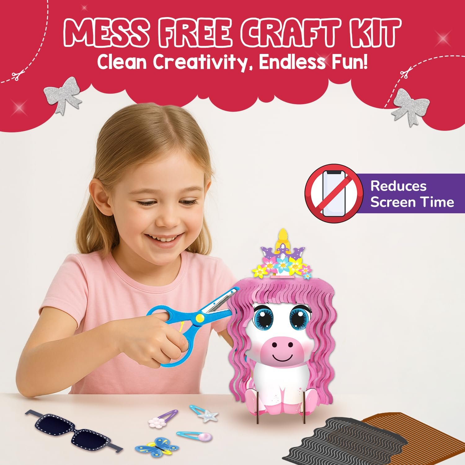 Smartivity Snip ‘N’ Style Hair Styling Craft Kit for Kids | DIY Scissor Skills & Creativity Activity Set | Includes Princess, Mermaid & Unicorn Figures | STEM Art & Craft Toy for Girls Ages 4–8 Years - Image 5
