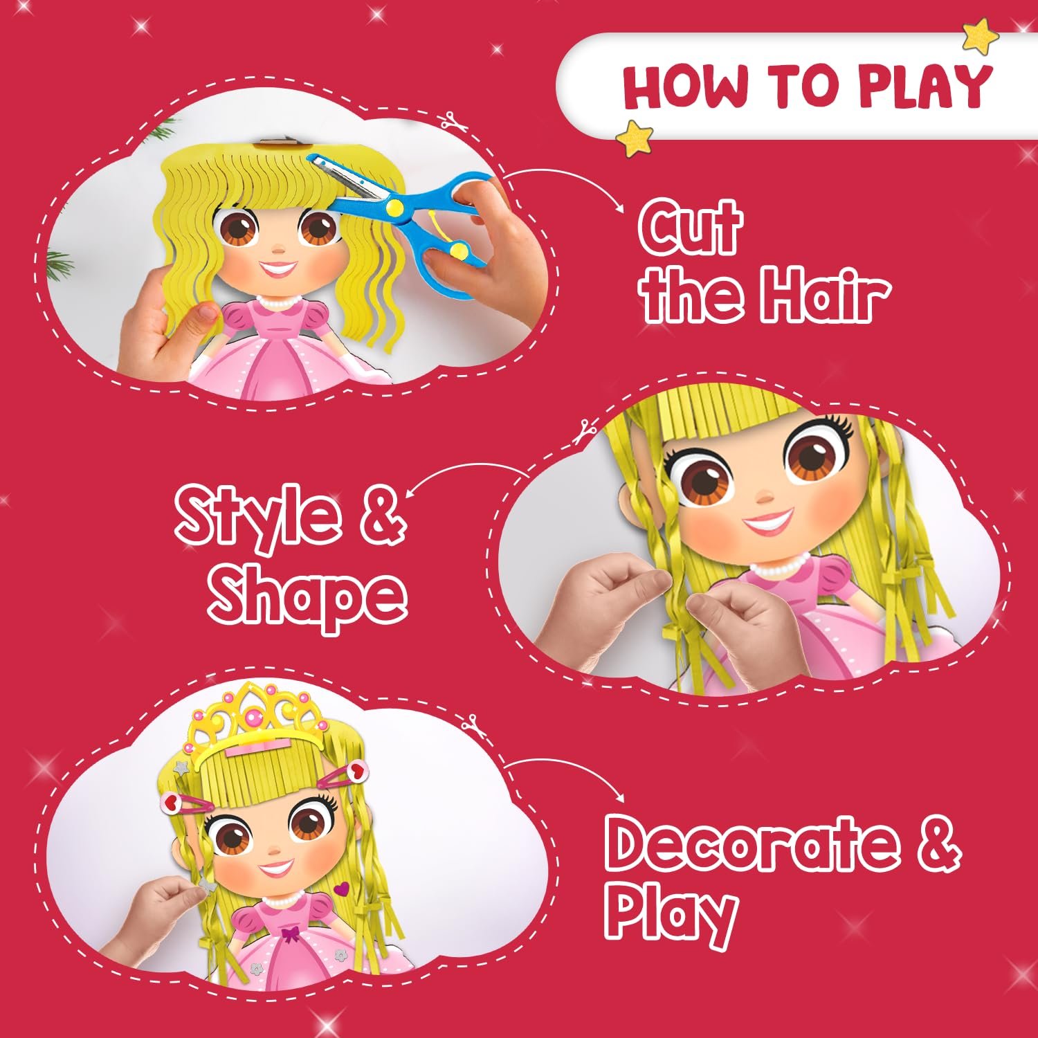 Smartivity Snip ‘N’ Style Hair Styling Craft Kit for Kids | DIY Scissor Skills & Creativity Activity Set | Includes Princess, Mermaid & Unicorn Figures | STEM Art & Craft Toy for Girls Ages 4–8 Years - Image 6