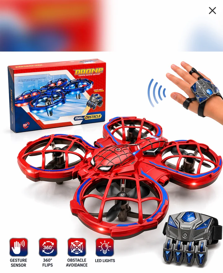 Hand Gesture Control Drone for Kids Age 8+ | Mini Drone with Wrist Controller, 360° Flips, Obstacle Avoidance & LED Lights | 3 Speed Modes, One-Key Takeoff & Landing