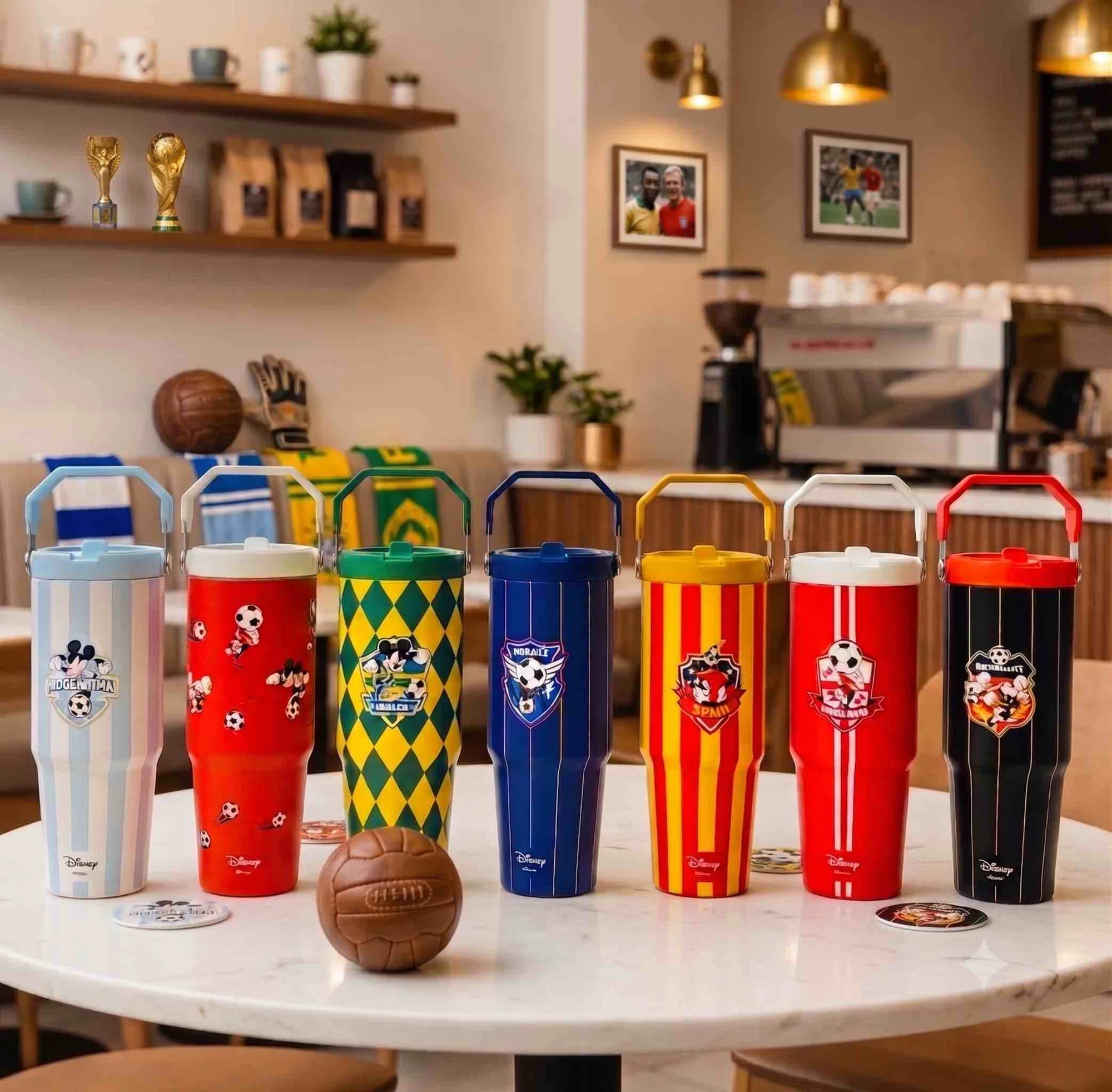 Football Stainless Steel Insulated Tumbler 890ml | Double Wall Insulated Sports Tumbler for Hot & Cold Drinks | Reusable Travel Drinking Cup for Gym, Office, School & Outdoor Use | Football Design