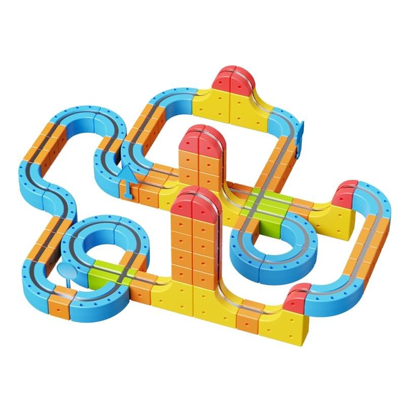 Magnetic Train Track Set for Kids | 60-Piece Flexible 3D Magnetic Monorail Track with Motorised Train | DIY Gravity-Defying Race Track Building Toy | Creative Construction Track Set for Boys & Girls - Image 6