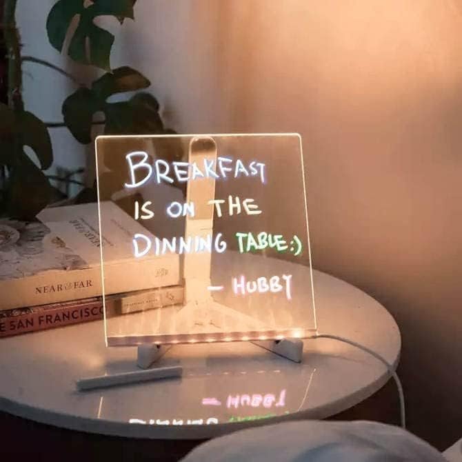 LED Acrylic Writing Board with Light & 7 Pens | 20 x 30 cm Rewritable Message Pad & DIY 3D Writing Board | Personalized Night Lamp & Display Board for Home, Office Desk, Kids & Gifts - Image 7