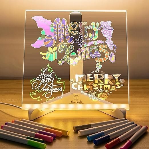 LED Acrylic Writing Board with Light & 7 Pens | 20 x 30 cm Rewritable Message Pad & DIY 3D Writing Board | Personalized Night Lamp & Display Board for Home, Office Desk, Kids & Gifts - Image 9