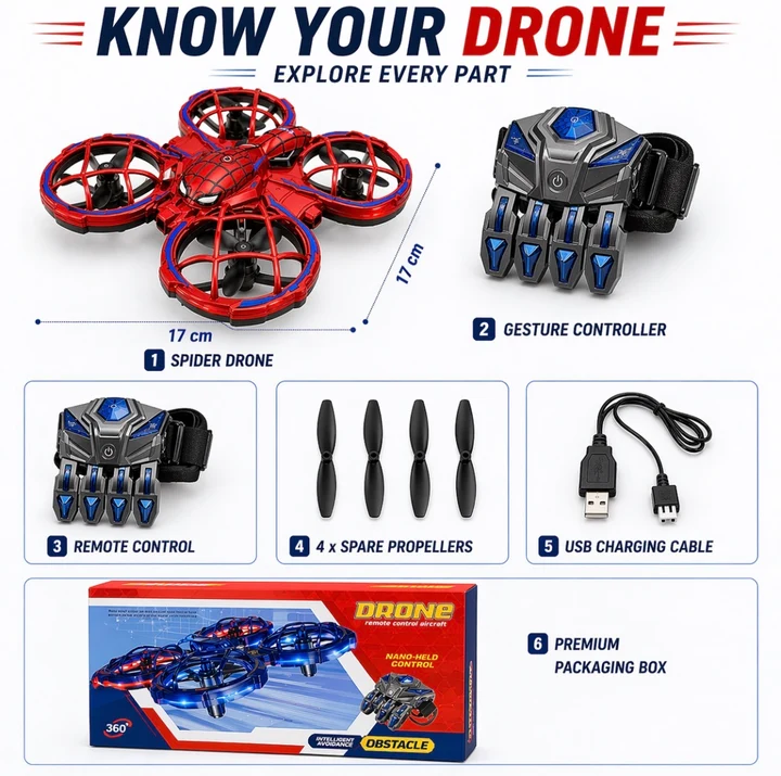 Hand Gesture Control Drone for Kids Age 8+ | Mini Drone with Wrist Controller, 360° Flips, Obstacle Avoidance & LED Lights | 3 Speed Modes, One-Key Takeoff & Landing - Image 4